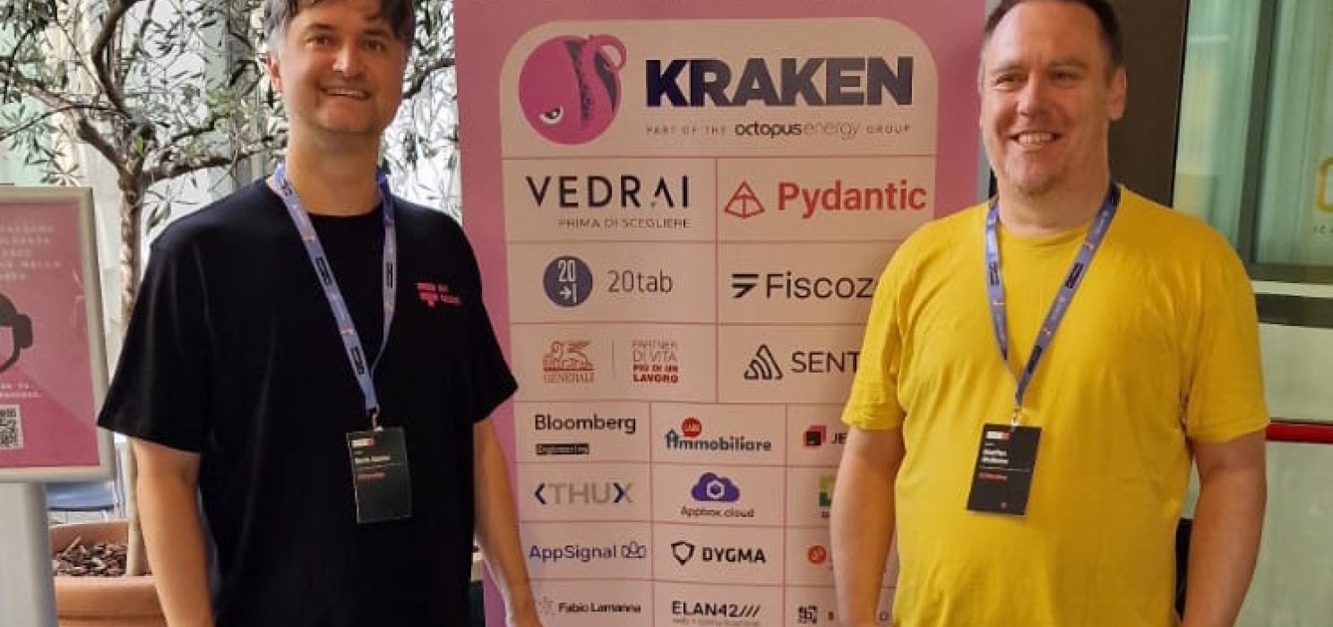 Boris en Steffan bij de ingang van Pycon Italy